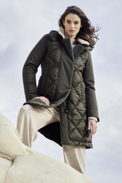 material-mix quilt parka