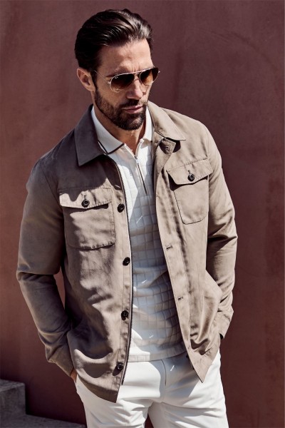 Velour-look shirt jacket